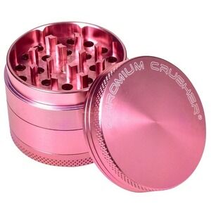 Chromium Crusher 4 Piece Herb Grinder Pink Metal Magnetic Tobacco Crusher